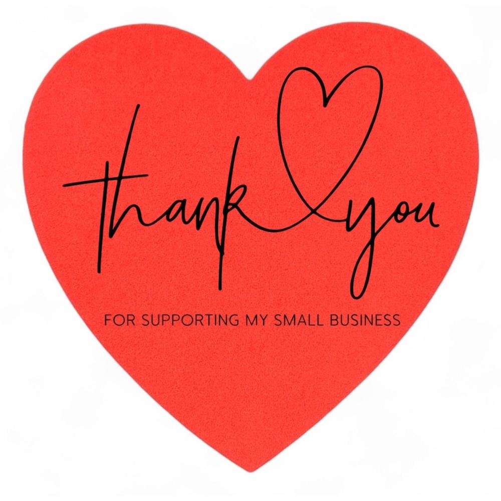 100 Thank You Stickers | Small Business Packaging | Holographic Heart or Red - Picture 2 of 2